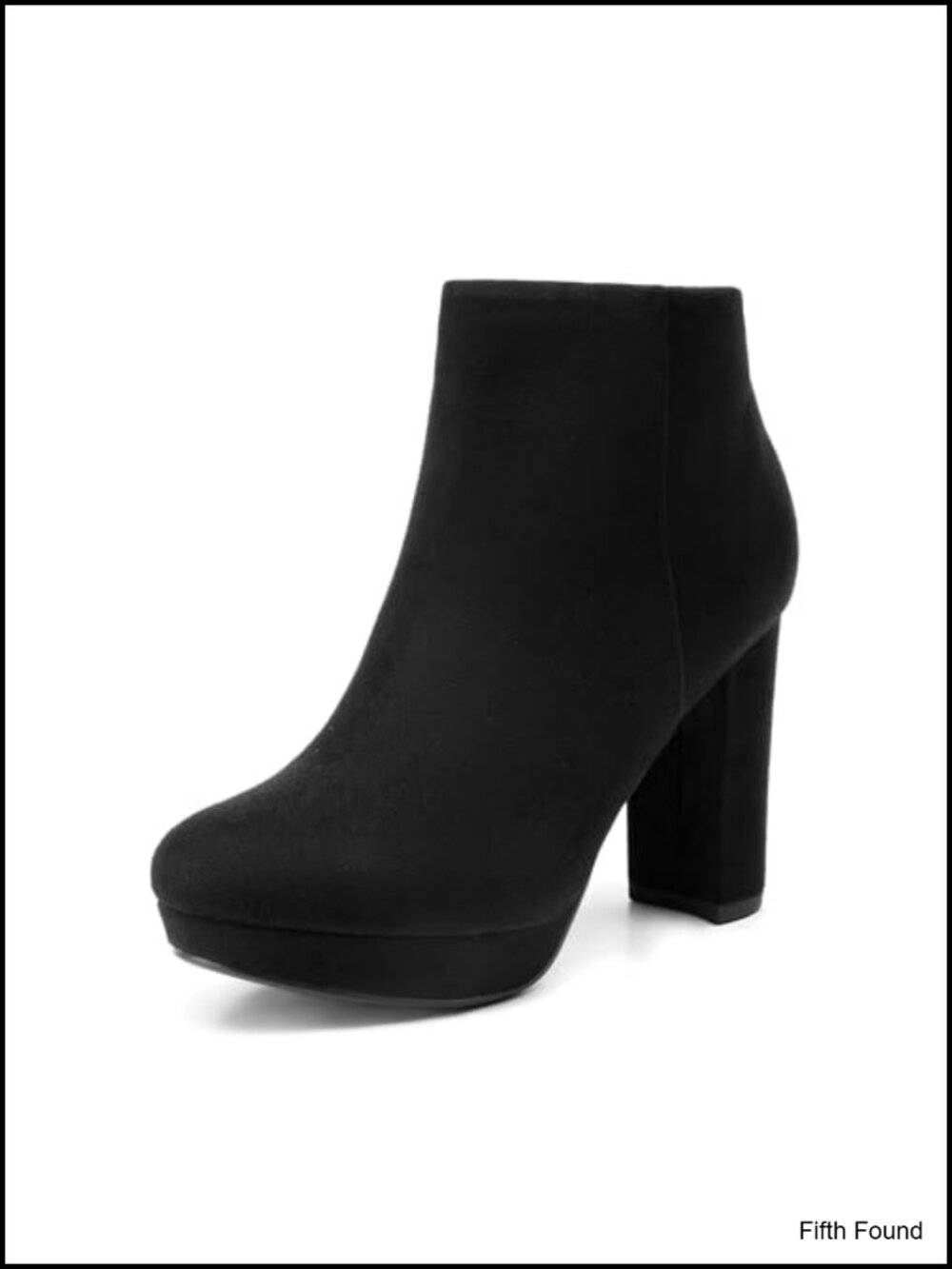 Women's Platform Block Heel Ankle Boots Faux Suede Zip-Up Booties